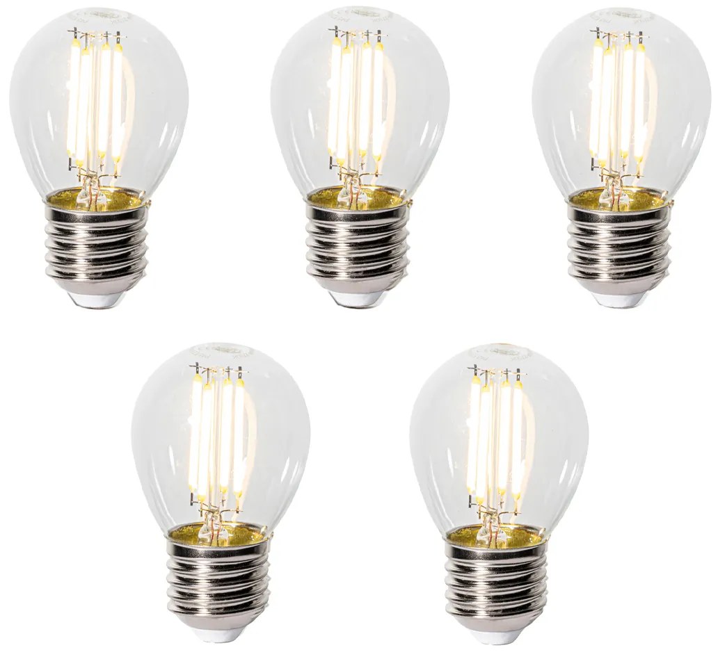 Sada 5 ks E27 3-staps dimbaar LED lamp P45 helder glas 5W 470 lm 2700K