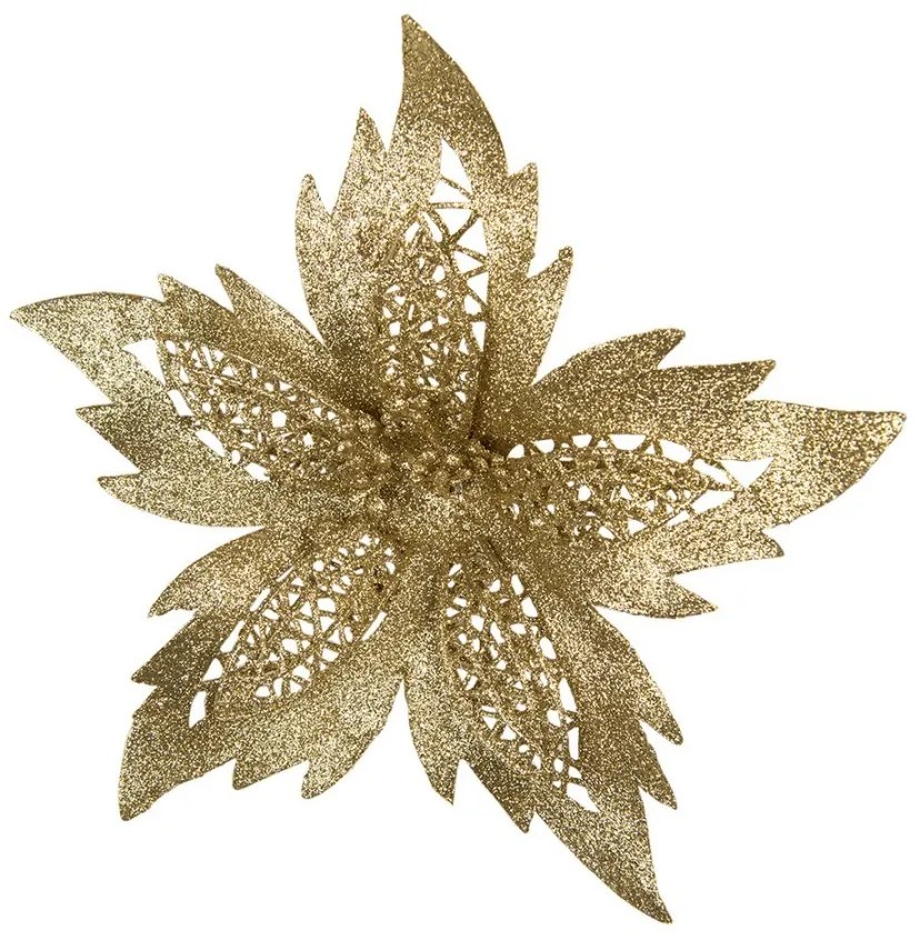 Artificial Flower Poinsettia ? 23x5 Cm Gold Colored Plastic - ? 23*5 cm