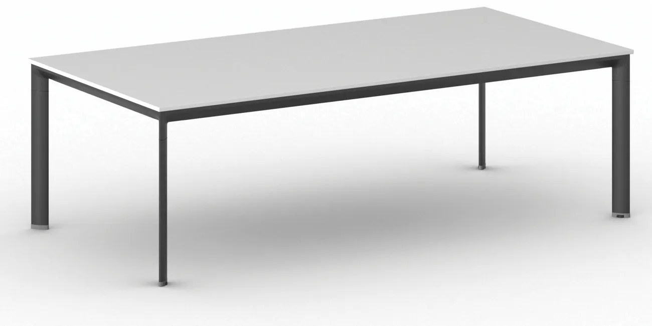 Rokovací kancelársky stôl PRIMO INVITATION, 240x120 cm, čierna podnož, biela