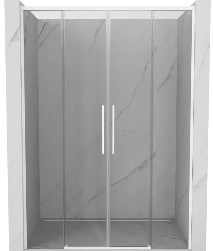 Mexen Rox, posuvné sprchové dvere 140 cm, 8mm číre sklo, biely profil, 8C2-140-002-20-00