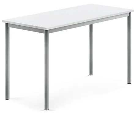 Stôl SONITUS, 1200x600x720 mm, HPL - biela, strieborná