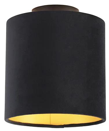 Stropné svietidlo s čiernym a zlatým zamatovým tienidlom 20 cm - Combi Black