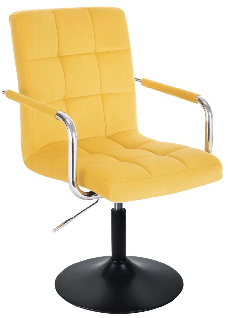 LuxuryForm DESIGN Stolička VERONA VELUR na čiernom tanieri - žltá