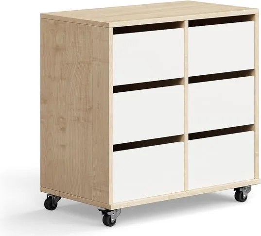 Študentská úložná skrinka CASPER, 6 zásuviek, breza, biela