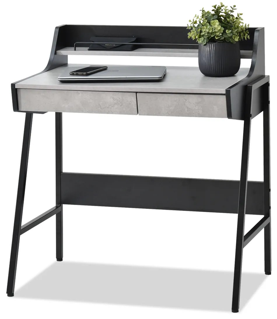 PC stolík Borge (betón + čierna). Akcia -29%. Vlastná spoľahlivá doprava až k Vám domov. 1109733