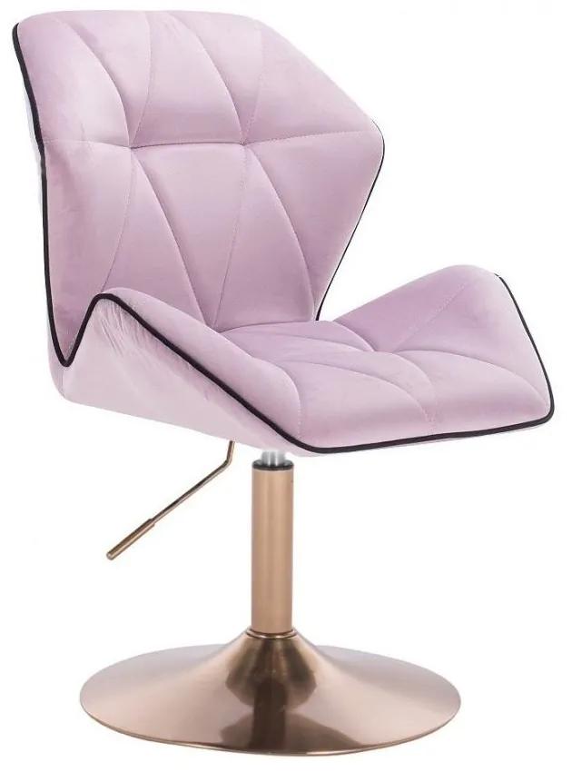 LuxuryForm DESIGN Stolička MILANO MAX VELUR na zlatom tanieri - levanduľa