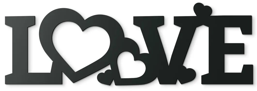 drevko Fotorámik na stenu LOVE Rozmer obrazu: 13 x 39 cm, Farba dekorácie: Čierna