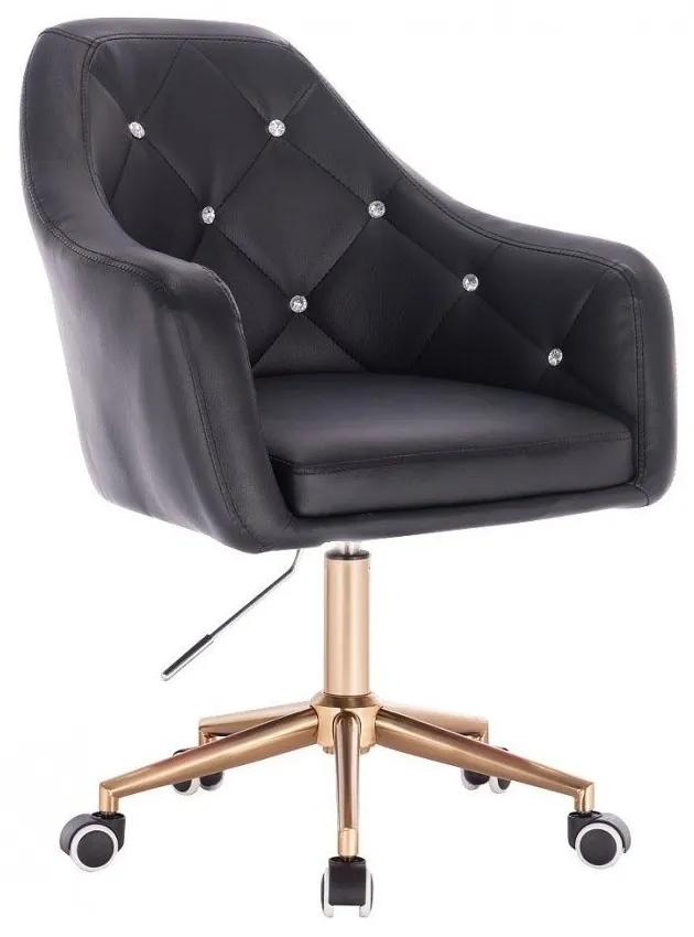 LuxuryForm DESIGN Kreslo ROMA na zlaté podstave s kolieskami - čierne