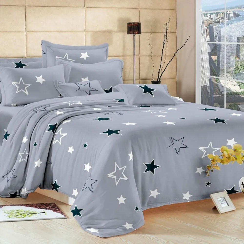 Bavlnené obliečky Homa SPHERE LIGHT GREY 7-dielna sada 140x200 cm