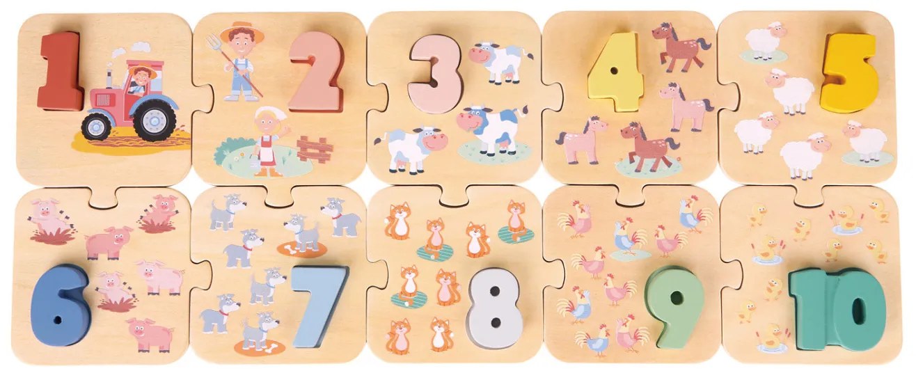 Puzzle - Učíme sa číslice - farma