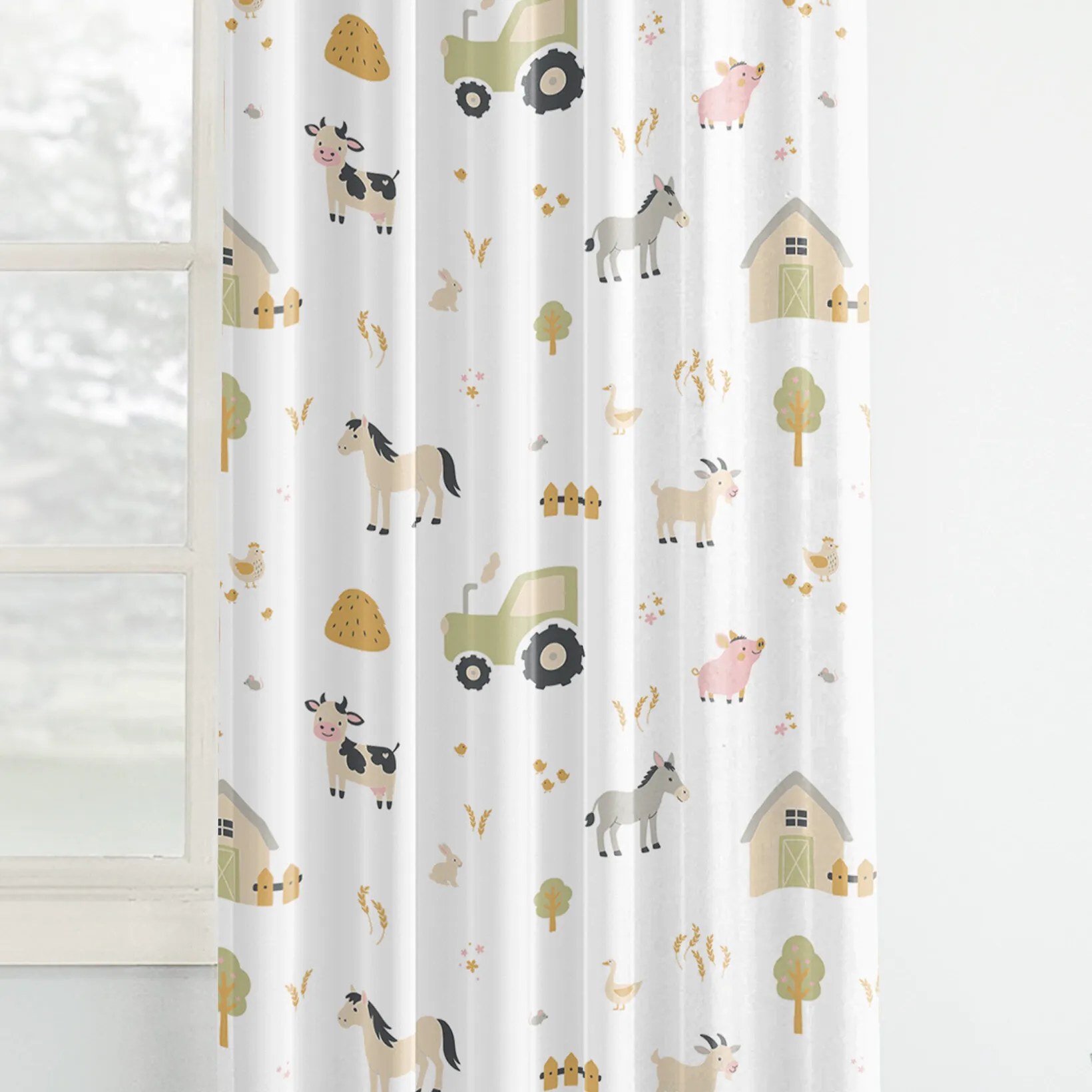 Goldea detský bavlnený záves - život na farme 200x150 cm