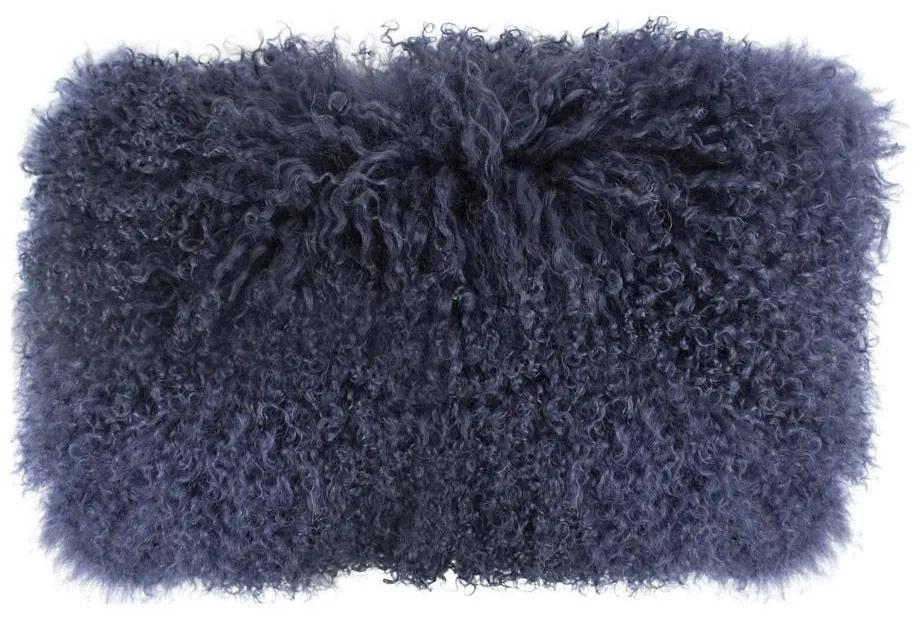 Vankúš modrá ovčej kože kučeravý dlhý chlp Navy Curly - 50 * 30 * 10cm