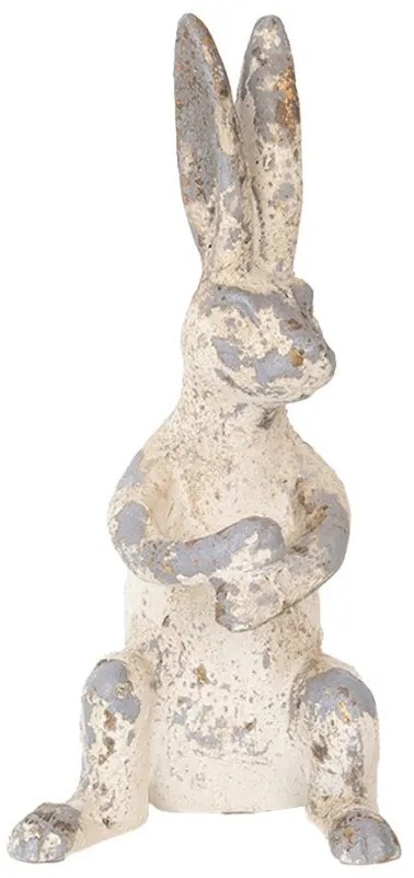 Béžovo-šedá dekorácia králik vo vintage štýle - 8*9*17 cm