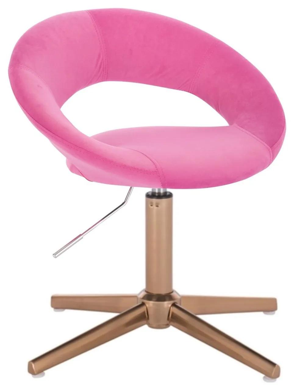 LuxuryForm DESIGN Stolička NAPOLI VELUR na zlatom kríži - ružová