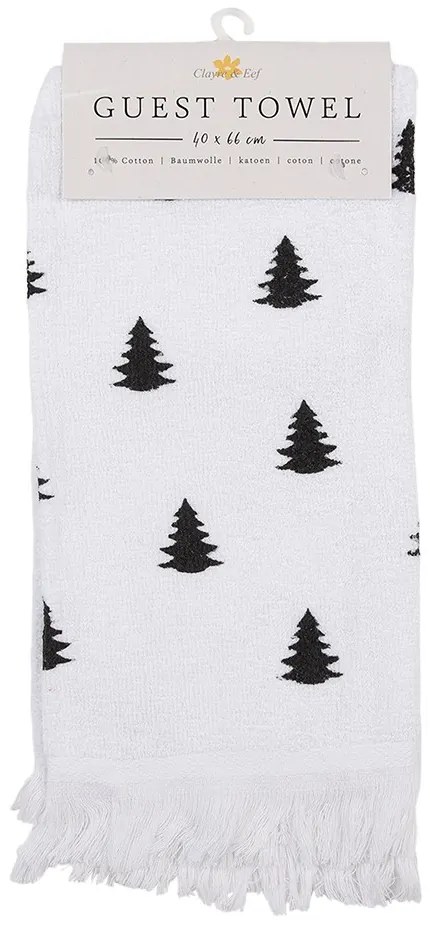Biely kuchynský froté uterák so stromčekmi Black&White X-Mas - 40*66 cm