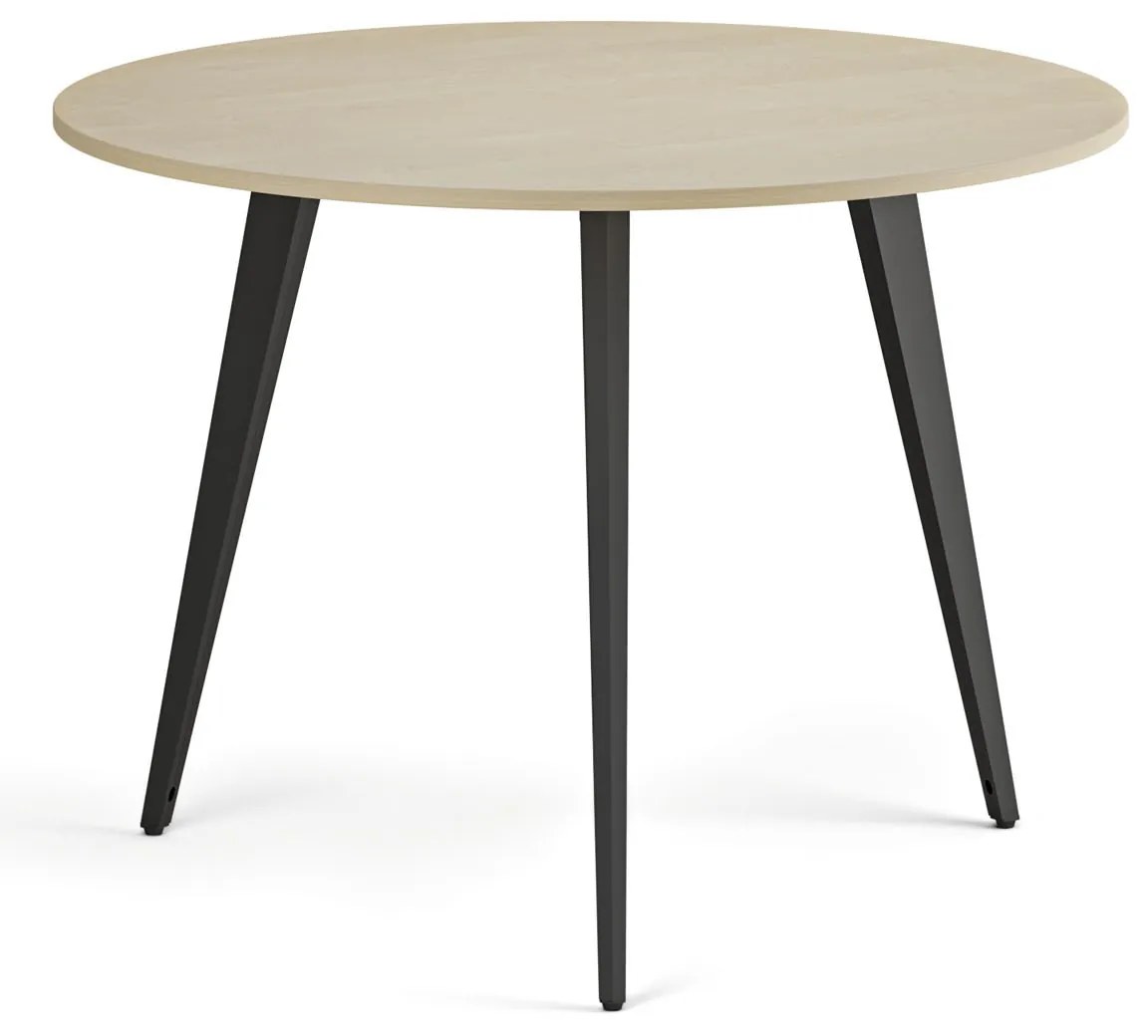 Konferenčný stôl PRIMO VIBE, priemer 100 cm, čierna podnož, breza