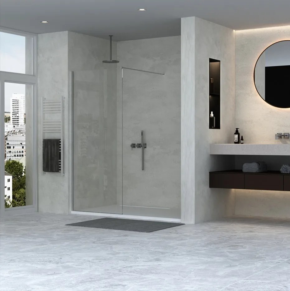 Erga Paris, sprchová zástena Walk-In 90x200 cm, 8mm číre sklo, chrómový profil, ERG-V02-PARIS-090x200-CL-CR