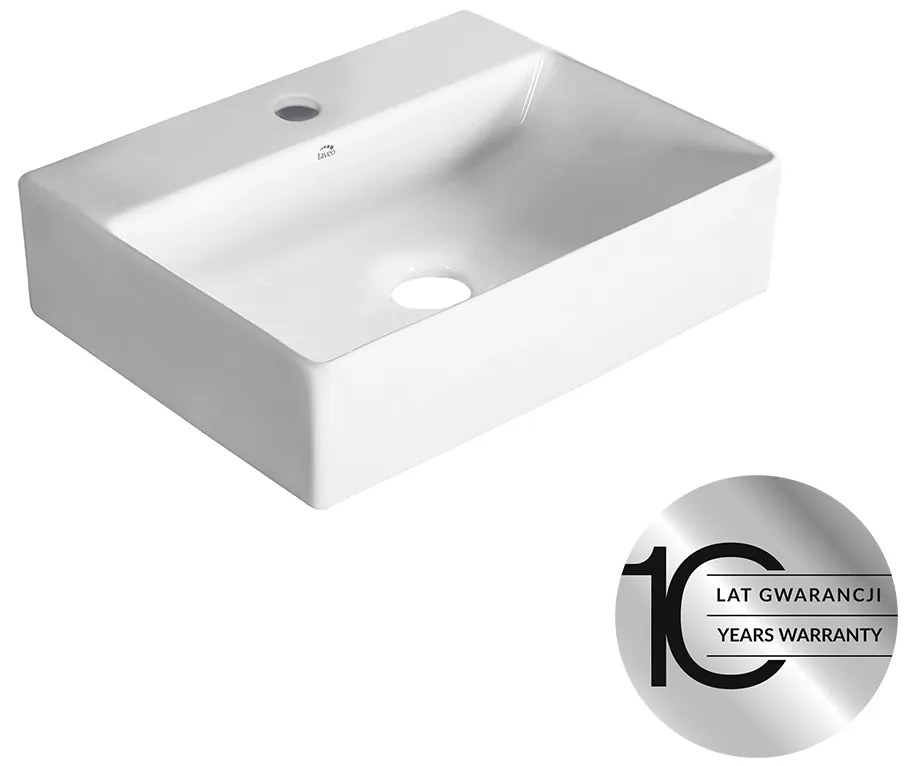 Laveo Kvadrato, keramické umývadlo na dosku alebo na stenu 460×360×120 mm, biela lesklá, LAV-VUK_6146