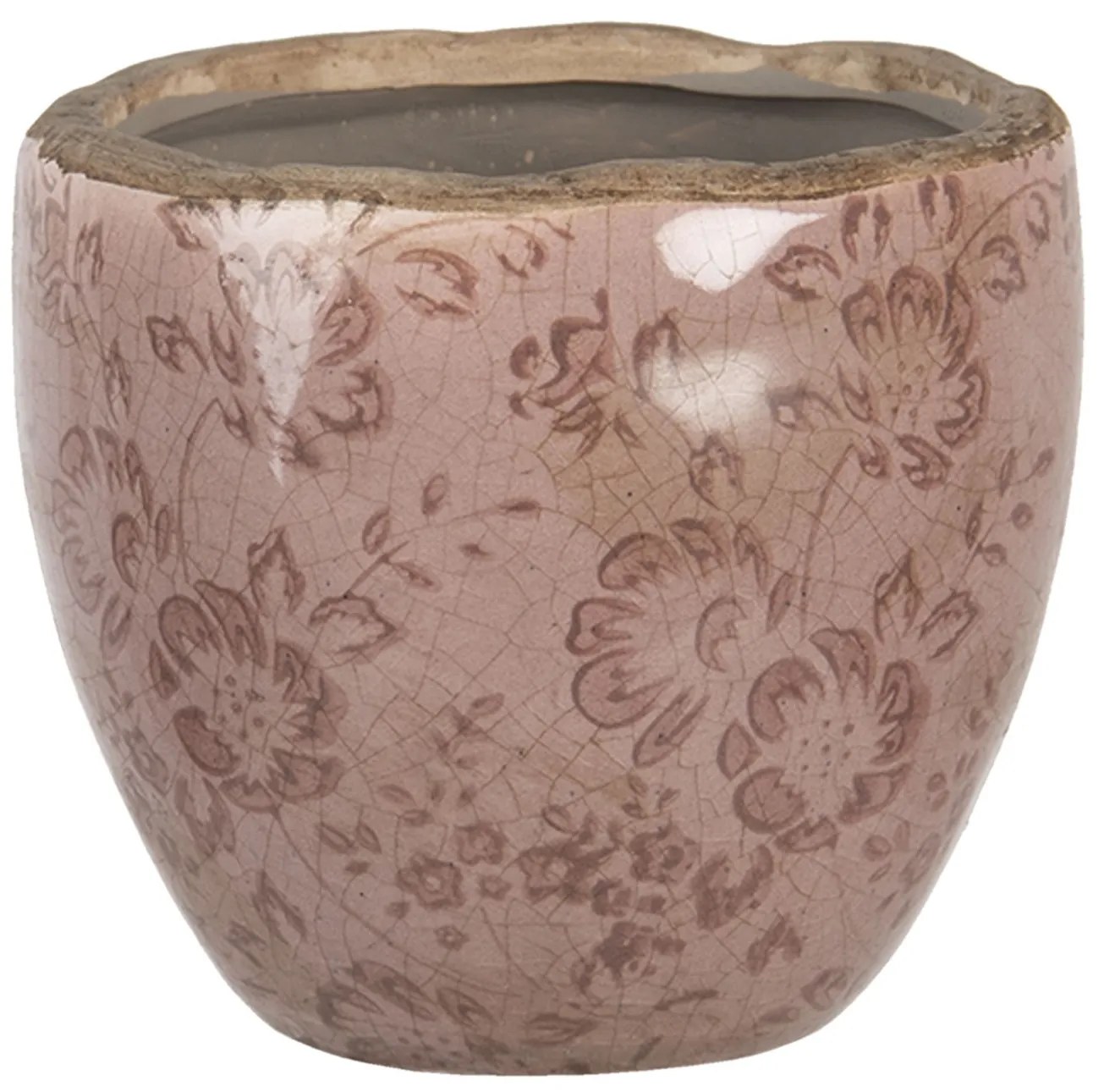 Ružový keramický kvetináč s popraskaním Alessia XS - Ø 11*10 cm