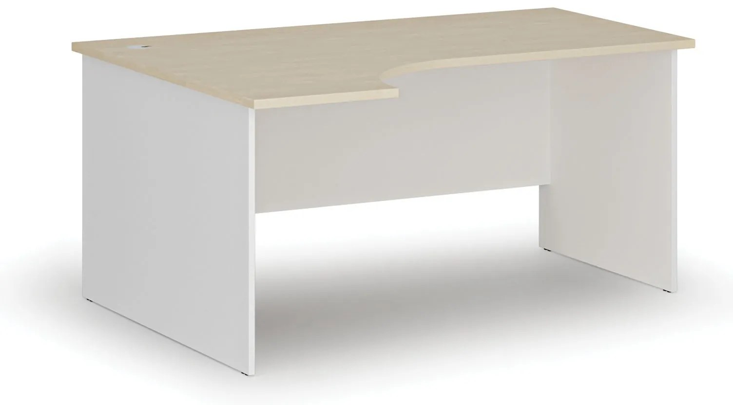 Rohový kancelársky písací stôl PRIMO WHITE, 160x120 cm, ľavý, biela/breza