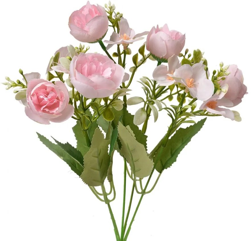 Dekorácia umelá kvetina s ružovými kvetmi - 20*10*34 cm