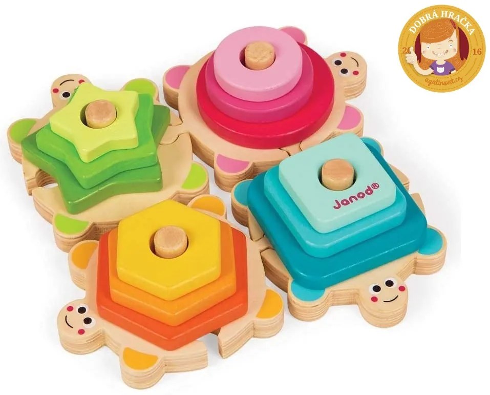 Drevená skladačka a vkladačka Korytnačky - Učíme sa tvary a farby