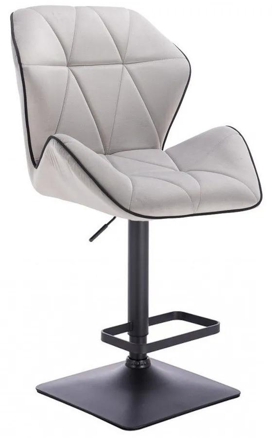 LuxuryForm DESIGN Barová stolička MILANO MAX VELUR na čiernej hranatej podstave - šedá