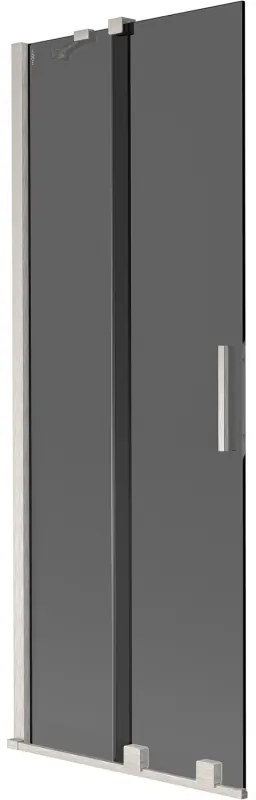 Mexen Velar, 2-krídlová posuvná vaňová zástena 70 x 150 cm, 8mm šedé sklo, brúsená oceľ, 896-070-000-41-97