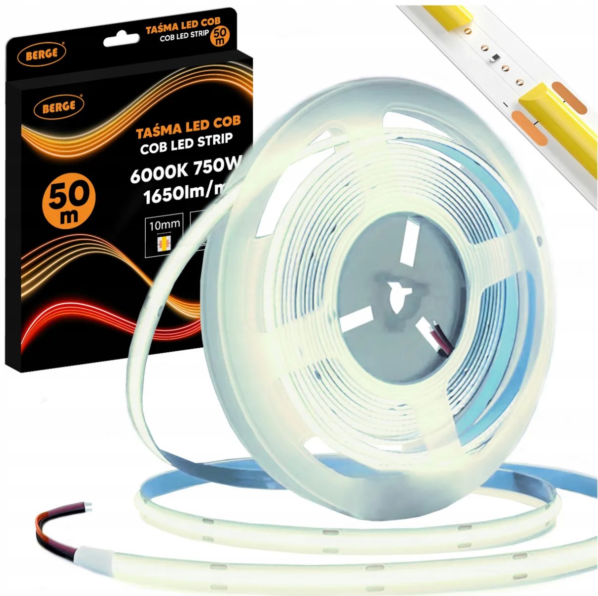 BERGE LED pásik COB Neon 12V - 528D - 15W/m - IP20 - 1650lm - 50m - studená farba