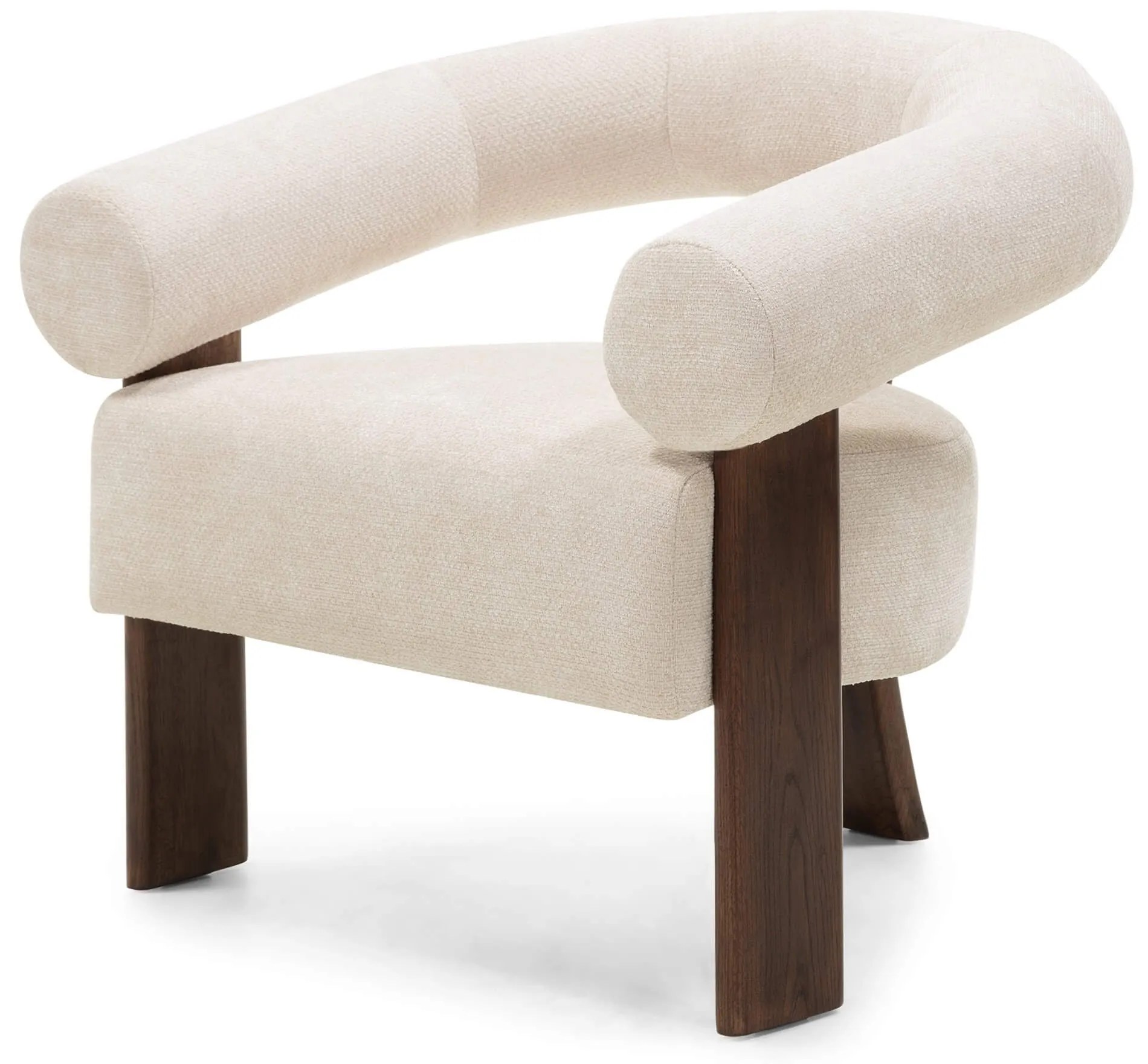 Krémové dizajnové kreslo KOKEI ALIA, dekor orech