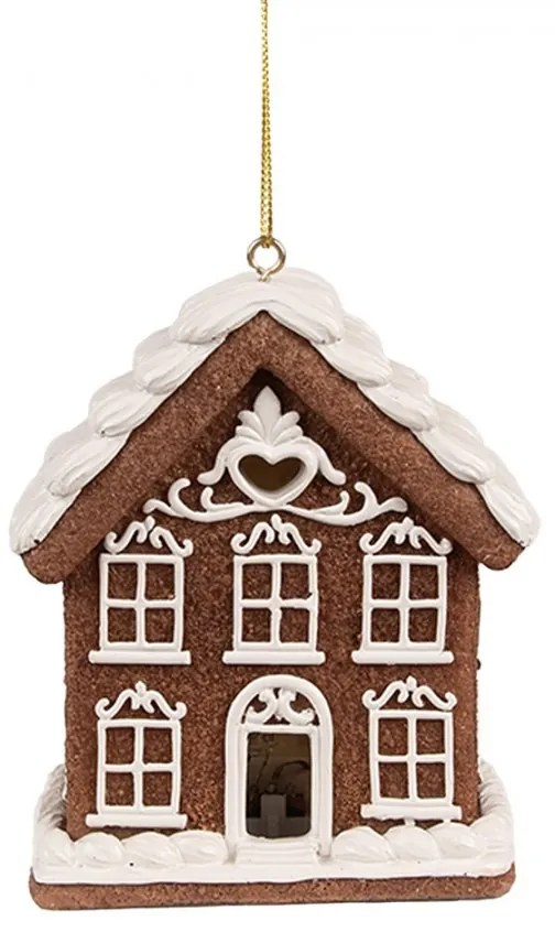 Závesná svietiaca ozdoba perníková chalúpka Gingerbread House - 9*6*10/21 cm