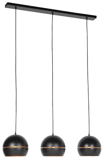 Inteligentné závesné svietidlo čierne so zlatým vnútrom 3-svetlo vrátane Wifi ST64 - Buell