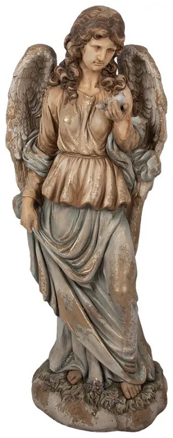 Béžová antik dekorácia socha anjel Angel Vintage - 40*30*100 cm