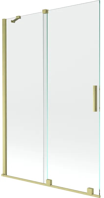 Mexen Velar, 2-krídlová posuvná vaňová zástena 120 x 150 cm, 8mm číre sklo, zlatý matný profil, 896-120-000-01-55