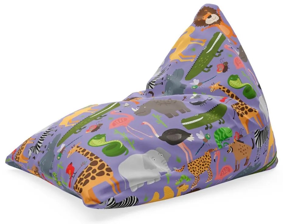 Sedací vak Triangl kreslené safari, farebná