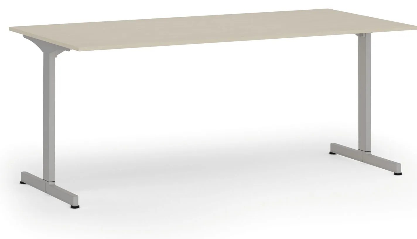 Kancelársky stôl PRIMO BETA, 180x90 cm, sivá podnož, breza