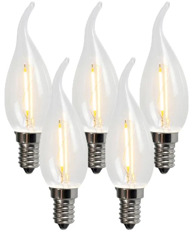 Sada 5 E14 LED vláknových sviečkových žiaroviek BXS35 1W 100LM 2200K