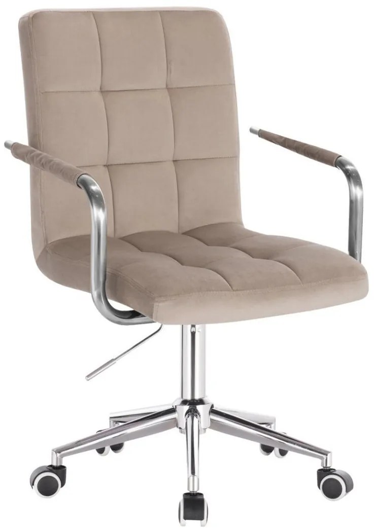 LuxuryForm DESIGN Stolička VERONA VELUR na striebornej podstave s kolieskami - latte