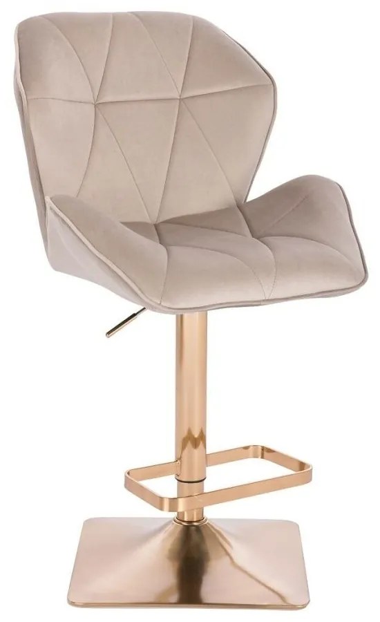 LuxuryForm DESIGN Barová stolička MILANO MAX VELUR na zlatej hranatej podstave - latte