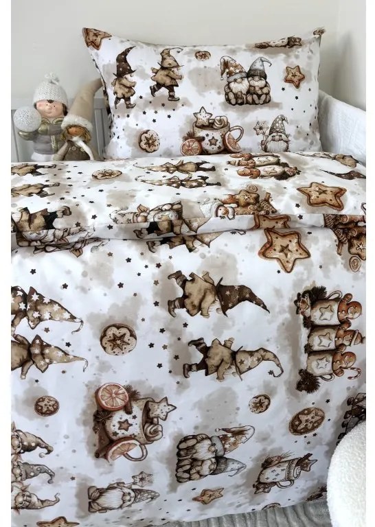 INTERMEDIC SK Detské vianočné obliečky Hnedý škriatok – 90×130/45×65 cm