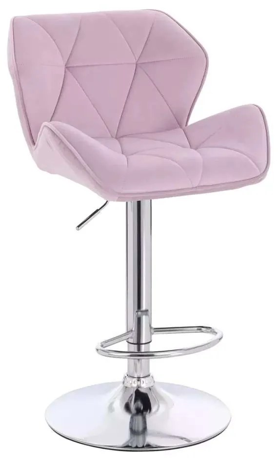 LuxuryForm DESIGN Barová stolička MILANO VELUR na striebornom tanieri - levanduľa