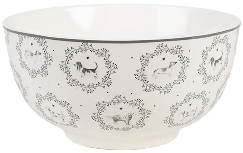 Porcelánová miska so psíkmi Lovely Grey Dogs - Ø 14*7 cm / 500 ml