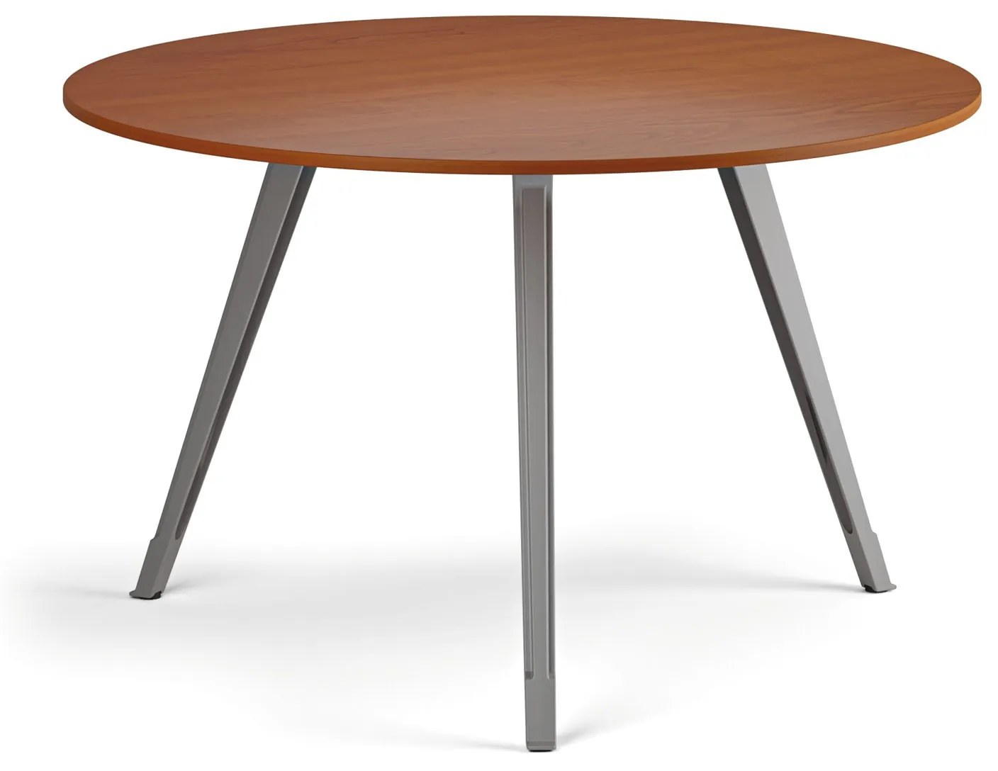 Konferenčný stôl PRIMO ZEN, priemer 120 cm, sivostrieborná podnož, čerešňa