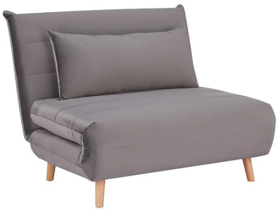 Polohovacie kreslo Spike Velvet, sivá / prírodné drevo