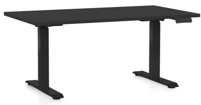 Výškovo nastaviteľný stôl OfficeTech D, 120 x 80 cm, čierna podnož, čierna