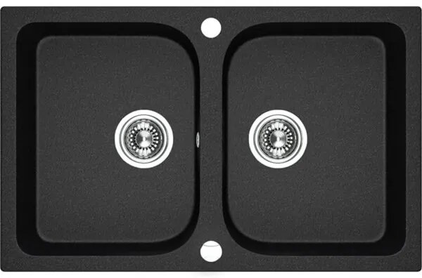 Laveo Celia, 2-komorový granitový drez 760x480x184 mm, čierna, LAV-SBC_720T