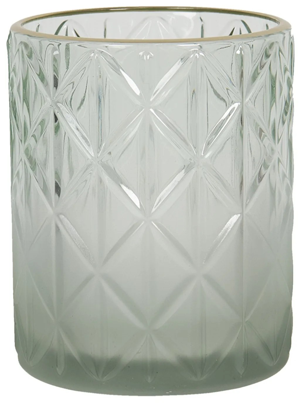 Svietnik z nazelenalého skla so zlatým okrajom - Ø 10 * 12 cm