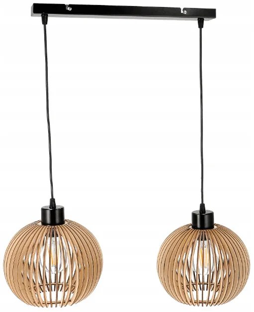 BERGE Stropné LED svietidlo LOFT 2xE27 - WOOD - čierne
