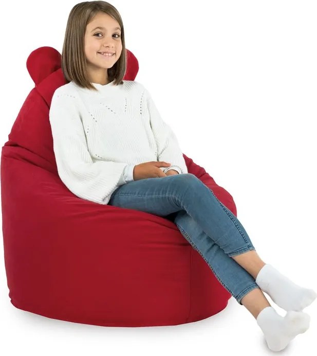 Detské kreslo Sako TEDDY – mäkké plyšové kreslo pre najmenších Farba: Červený