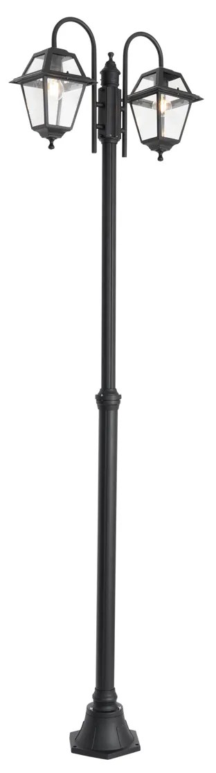 Klasická vonkajšia lampa čierna 235 cm 2-svetlo IP44 - Berta